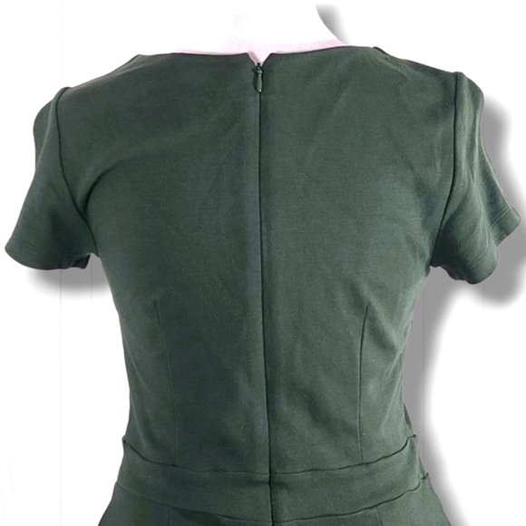 LOFT Women's Forest Green Short Sleeve A-Line Pocket Mini Dress Size 2 P… - Picture 7 of 11